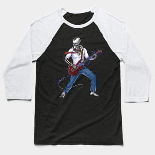 Skeleton Metal Music Guitarist Baseball T-Shirt